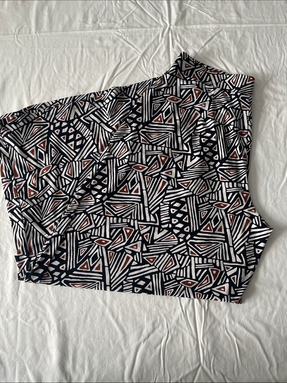 Cato Geo Print Wide Leg Pull On Pants 14/16W Black White Rust Boho